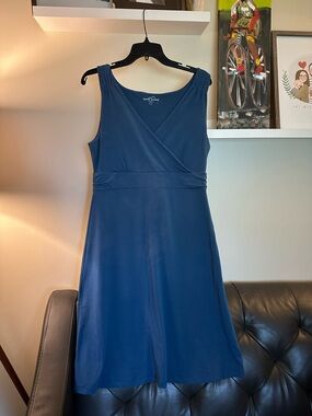 Eddie Bauer Deep Teal Sleeveless Faux-Wrap knee length Dress
